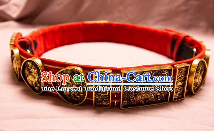 China Ming Dynasty Emperor Belt Ancient Official Waistband Handmade Carving Kylin Belt