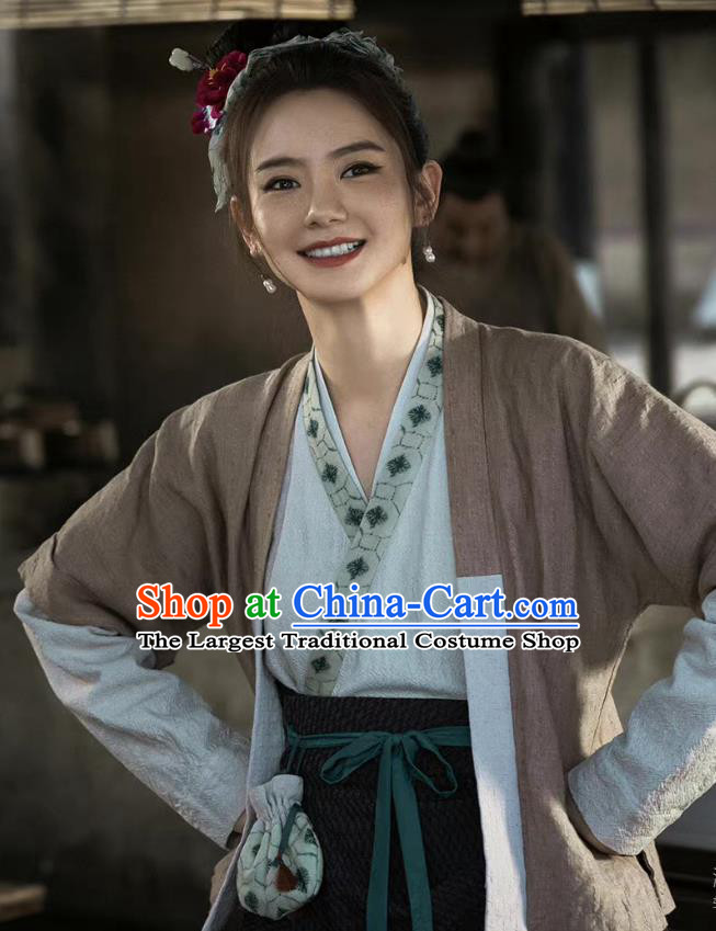 China Traditional Ming Dynasty Young Woman Hanfu Under The Microscope Feng Biyu Clothing Ancient Female Shopkeeper Costumes