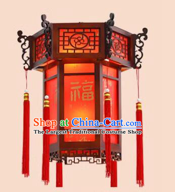 China New Year Lantern Handmade Wood Lamp Classical Red Palace Lantern