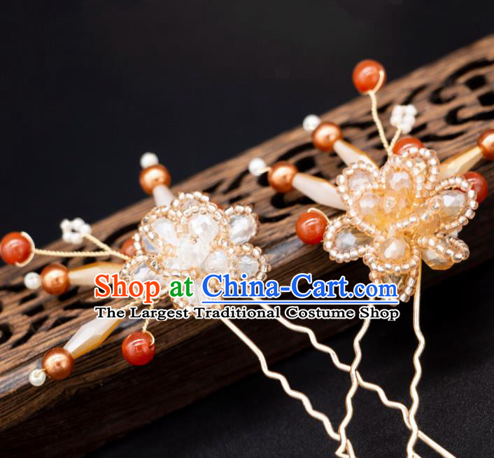 Handmade Hanfu Hair Jewelry China Ancient Empress Hairpin Ming Dynasty Princess Beads Hair Clip