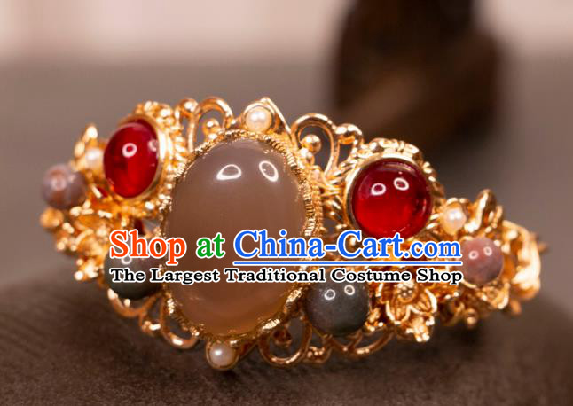 China Ancient Empress Bracelet Tang Dynasty Princess Gem Wristlet Handmade Hanfu Jewelry