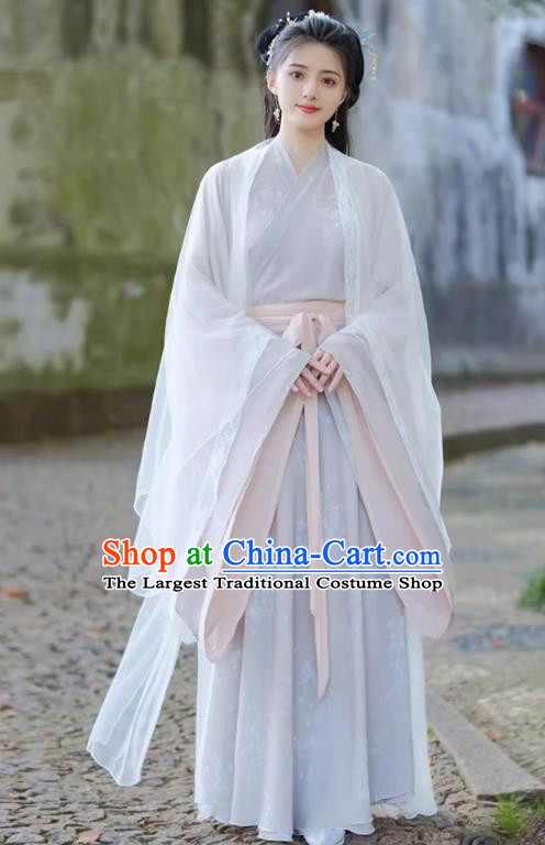 China Southern and Northern Dynasties Woman Costumes Traditional Hanfu Wide Sleeve Dress Ancient Fairy Clothing