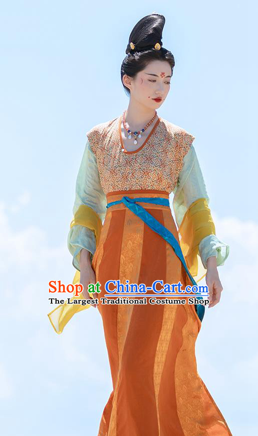 China Ancient Palace Lady Clothing Early Tang Dynasty Court Princess Costumes Traditional Hanfu Dresses