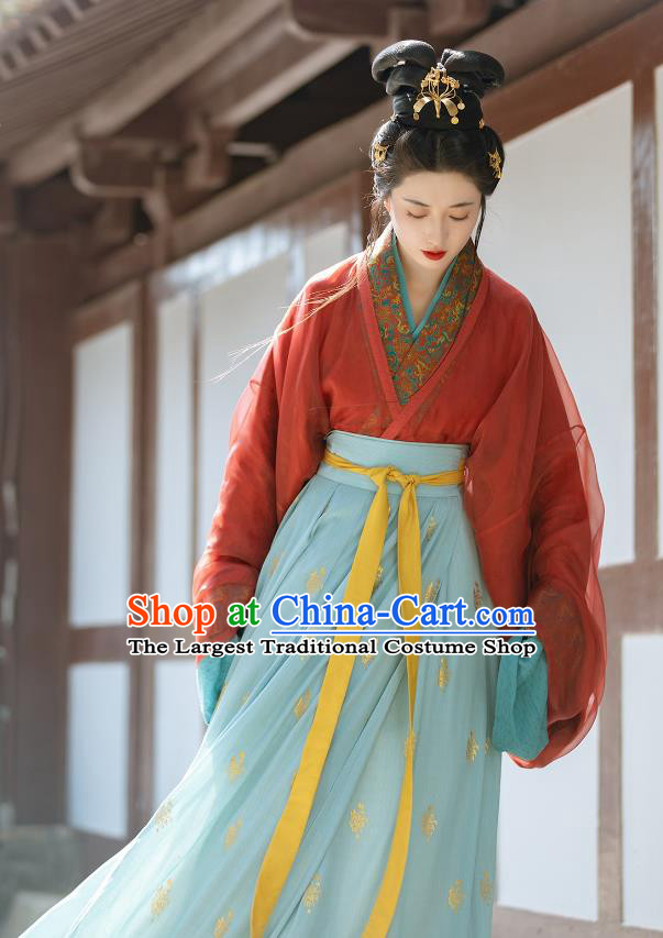 China Traditional Hanfu Dresses Ancient Noble Woman Clothing Han Dynasty Beauty Da Qiao Costumes