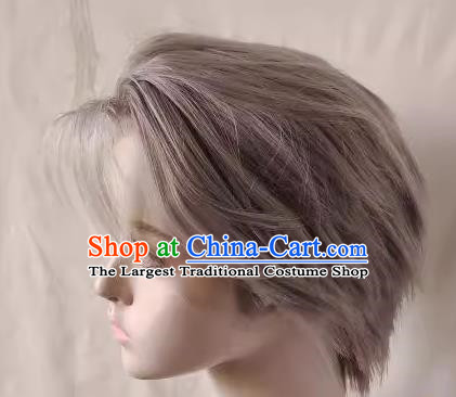 Ancient Costume Front Hook Lace Charlie Sue Men Silver Gray Style Short Hair