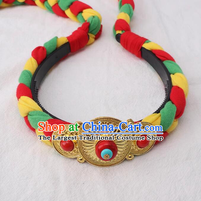 Top Tibetan Hair Jewelry China Zang Nationality Folk Dance Headwear Handmade Woman Hair Clasp