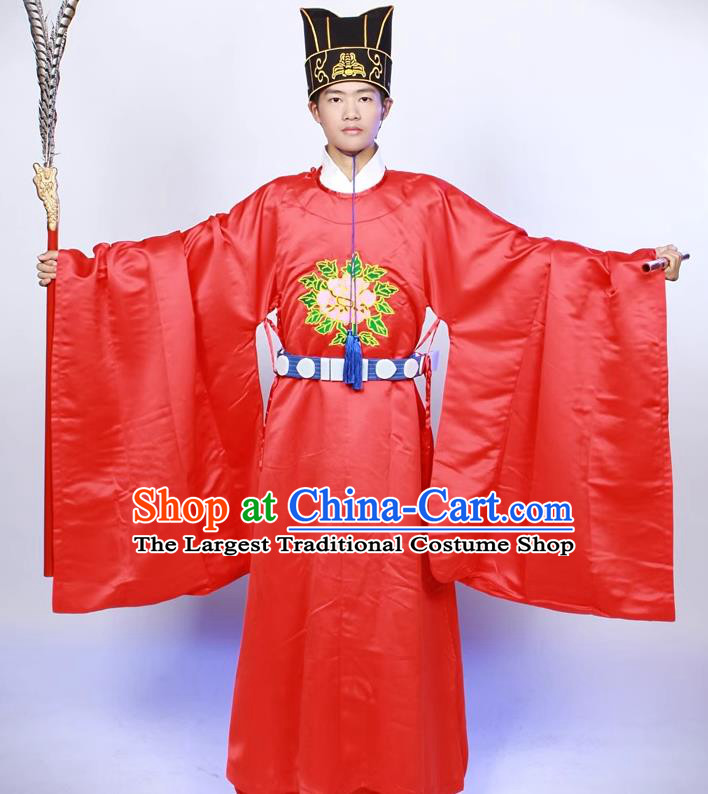 Traditional Hanfu the Ceremony of Confucius Red Robe China Ming Dynasty Official Costume Ancient Scholar Clothing