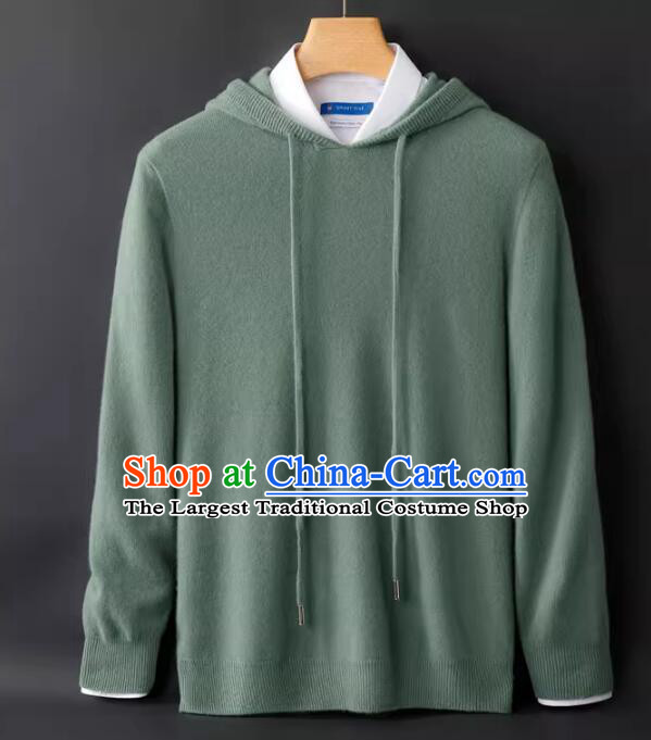 Green Hoodie Jacket Top Grade Sweater Men Winter Woolen Knitted Sweater