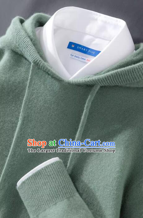 Green Hoodie Jacket Top Grade Sweater Men Winter Woolen Knitted Sweater