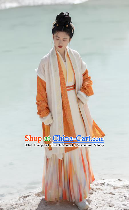 China Ancient Court Princess Clothing Song Dynasty Young Beauty Costumes Traditional Winter Hanfu Dresses Complete Set