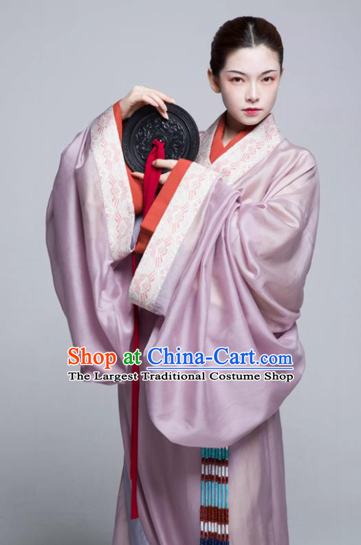 China Traditional Hanfu Pink Dresses Warring States Period Noble Woman Clothing Ancient Palace Empress Replica Costumes