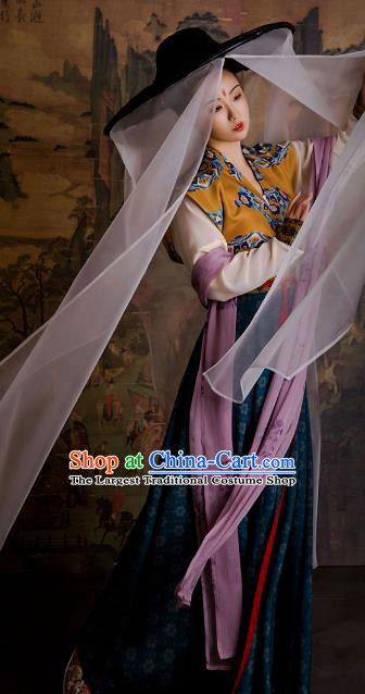 China Tang Dynasty Royal Princess Clothing Ancient Court Lady Replica Costumes Traditional Hanfu Mulberry Silk Beizi and Po Skirt