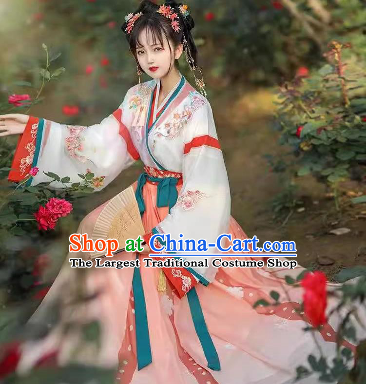 Chinese Hanfu Dress Ancient Court Princess Clothing Jin Dynasty Young Lady Costumes