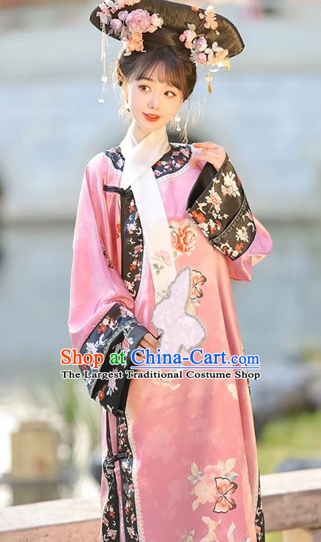 Chinese Qing Dynasty Princess Clothing Court Style Pink Dress Ancient Empress Costume