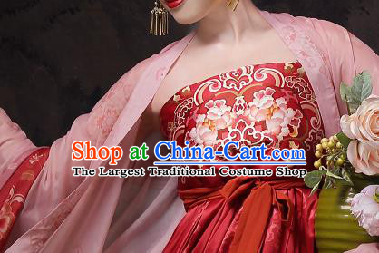 Chinese Ancient Palace Beauty Red Dress Clothing Traditional Hanfu Costumes Tang Dynasty Empress Garments