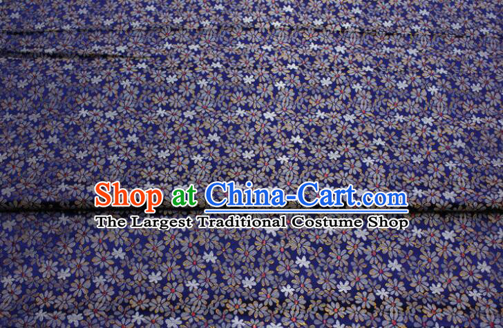 Chinese Qipao Fabric Asian Cloth Traditional Daisy Pattern Design Deep Blue Silk Fabric