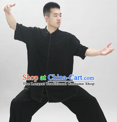 Chinese Martial Arts Costumes Tai Chi Uniform Black Kung Fu Suit For Women For Men