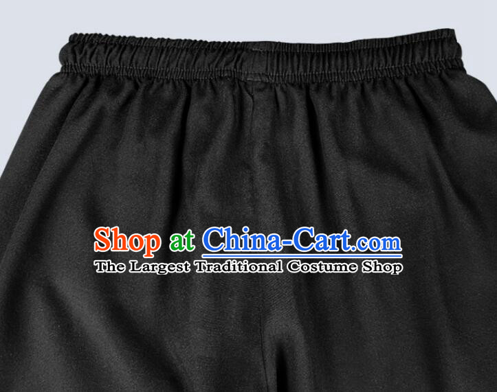 Chinese Tai Chi Pants Black Silk and Cotton Kung Fu Pants Martial Arts Costume For Women For Men