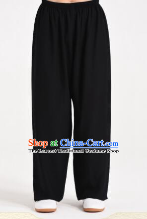 Chinese Martial Arts Costume Tai Chi Pants Black Flax Kung Fu Pants For Women For Men
