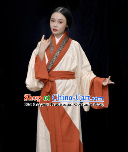 Chinese Ancient Young Beauty Garments Traditional Hanfu Dress Costumes Han Dynasty Palace Lady Clothing