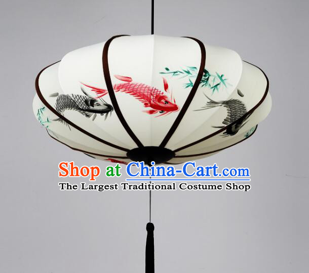 Traditional Chinese Palace Lantern Hand Painting Bamboo Fish Ceiling Lanterns Hanging Lanern