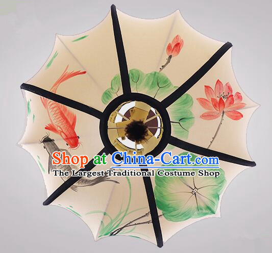 Hand Painting Lotus Koi Lantern Traditional Hanging Lanern Chinese Palace Lantern