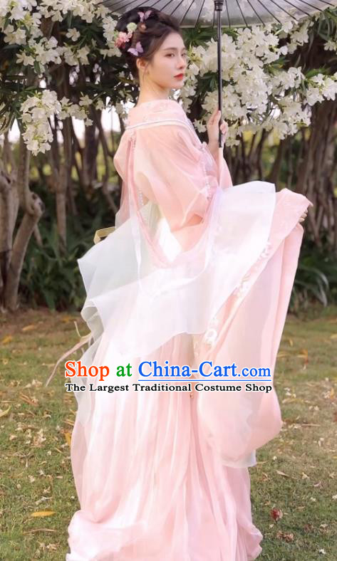 Chinese Traditional Hanfu Costumes Southern and Northern Dynasties Court Concubine Clothing Ancient Fairy Pink Dresses