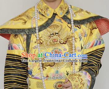 Chinese Ancient Emperor Clothing Qing Dynasty Embroidered Dragon Robe Monarch Garment Costumes
