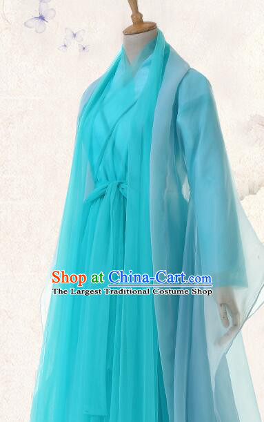 Chinese TV Series Ten Great III of Peach Blossom Goddess Bai Qian Clothes Ancient Queen Blue Dresses
