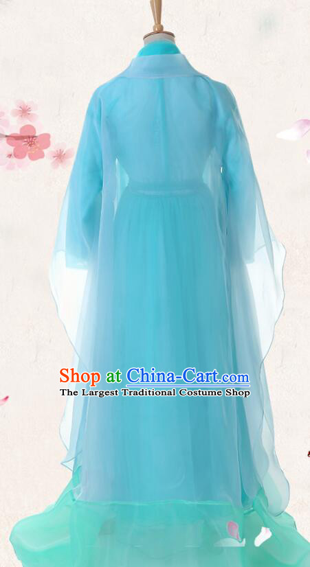 Chinese TV Series Ten Great III of Peach Blossom Goddess Bai Qian Clothes Ancient Queen Blue Dresses