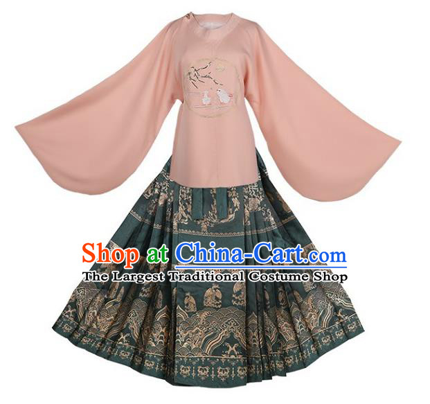 Chinese Female Hanfu Traditional Ma Mian Skirt Ming Dynasty Costumes Ancient Noble Lady Clothing Complete Set.