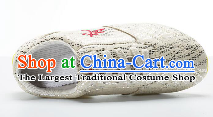 Chinese Martial Arts Shoes Wushu Competition Silvery White Shoes Professional Kung Fu Shoes
