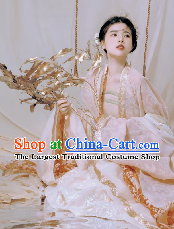 Chinese Tang Dynasty Imperial Consort Clothing Embroidered Hanfu Dresses Ru Qun and Cape Ancient Princess Garment Costumes