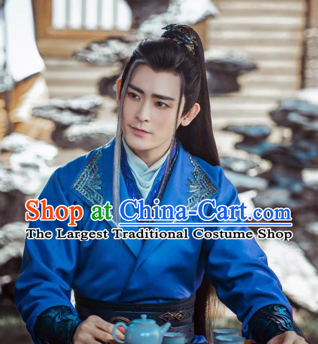 Chinese The Blood of Youth Swordsman Tang Lian Garment Costumes Ancient TV Series Young Hero Blue Clothing