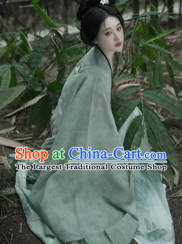 Chinese Song Dynasty Royal Princess Garment Costumes Hanfu Top and Skirt Ancient Young Woman Green Dresses