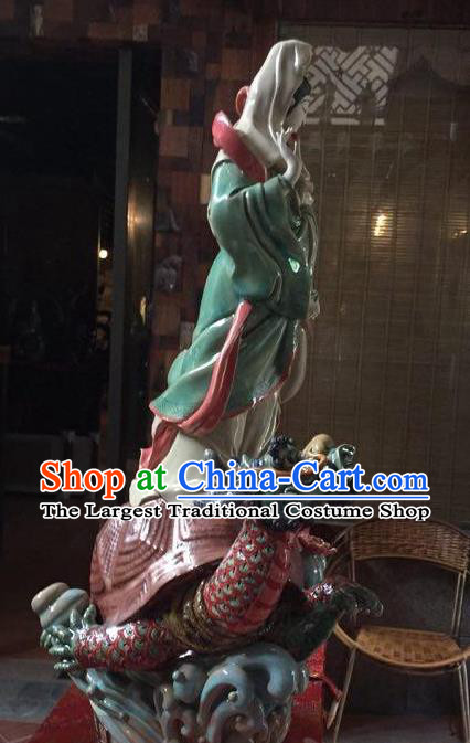 Chinese Shiwan Ceramic Avalokitesvara Sculpture Kwan Yin Figurine South Sea Guan Yin  Statue