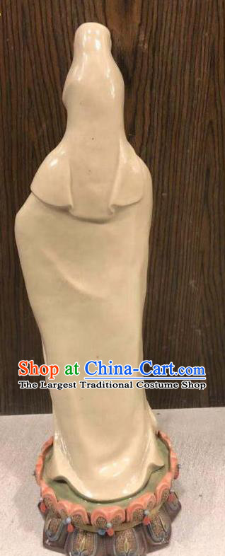 Chinese Guan Yin with Bottle Statue Shiwan Ceramic Avalokitesvara Sculpture Kwan Yin Figurine