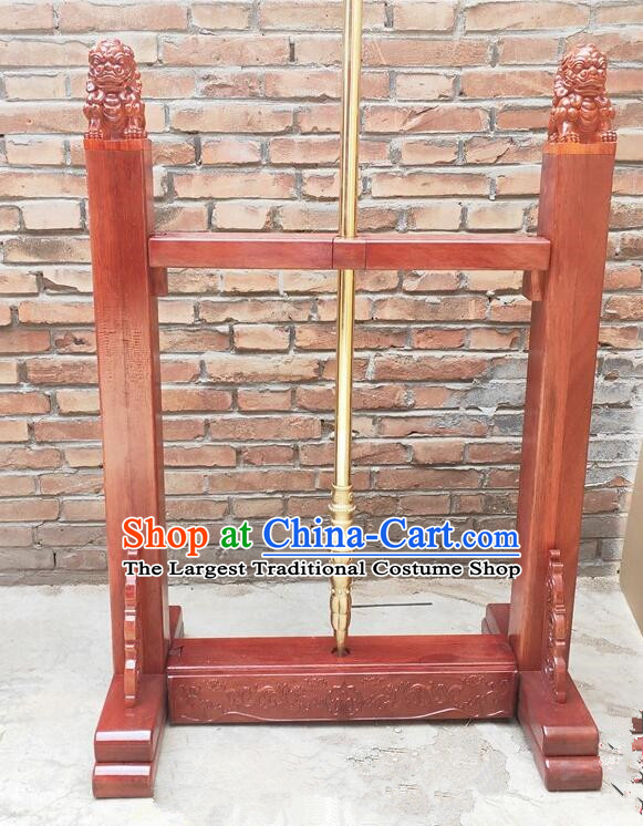 Top Handmade Spear Display Rack Chinese Broadsword Wooden Stand Carving Single Hole Merbau Stand