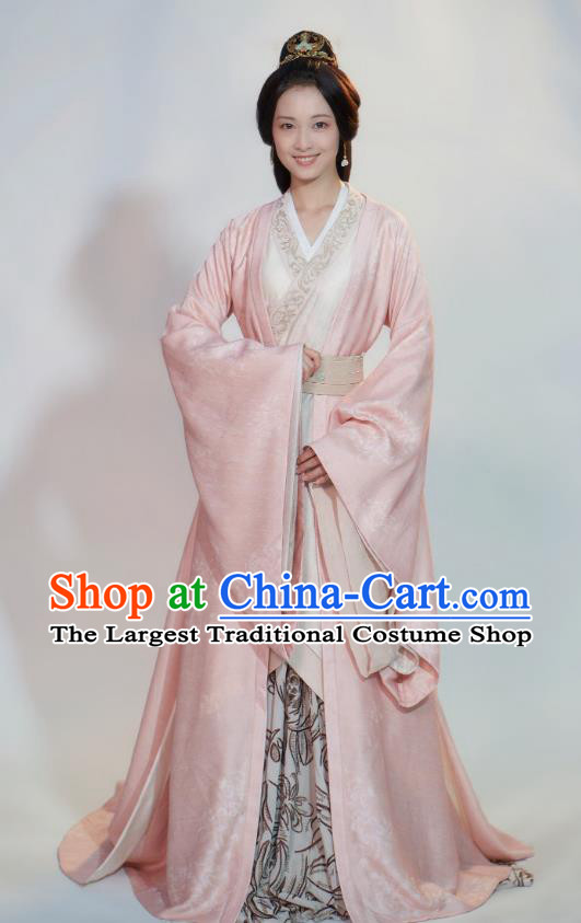 Chinese Han Dynasty Royal Princess Garment Costumes Ancient Palace Beauty Clothing TV Series Love Like The Galaxy Pink Dresses