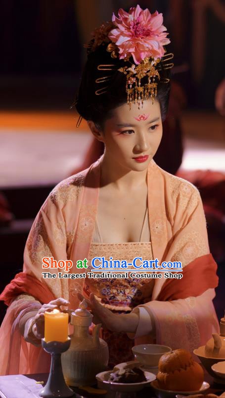 Chinese Tang Dynasty Historical Costumes Ancient Dance Beauty Clothing TV Series A Dream of Splendor Zhao Pan Er Dresses and Headpieces