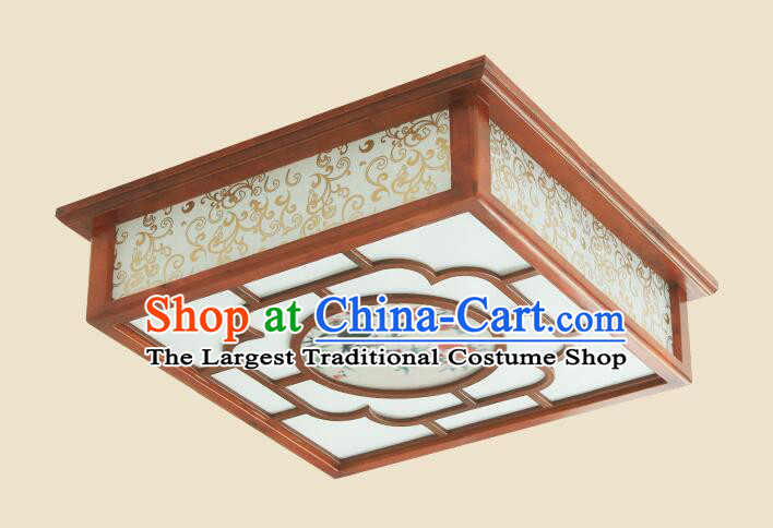 Chinese Traditional Ceiling Lamp Painting of Birds and Flowers Lantern Handmade Wood Lantern