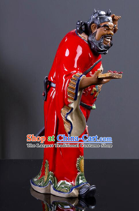 Chinese Ceramics Zhong Kui Statue Bringing Blessings To Hall Hand Made Shi Wan Artistic