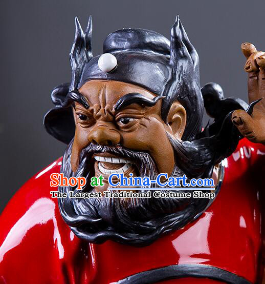 Chinese Ceramics Zhong Kui Statue Bringing Blessings To Hall Hand Made Shi Wan Artistic