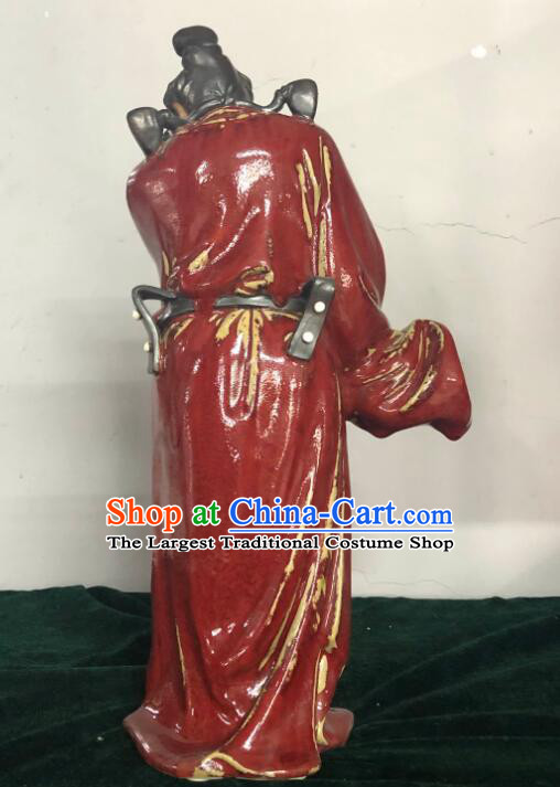 Chinese Zhong Kui Drawing Sword Statue Hand Made Shi Wan Figurine Ceramics Artistic
