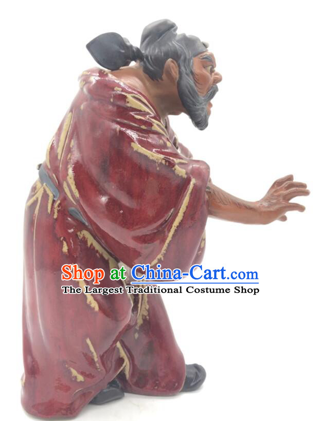 Chinese Ceramics Artistic Zhong Kui Catching Ghost Statue Hand Made Shi Wan Figurine
