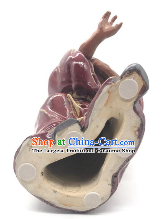Chinese Ceramics Artistic Zhong Kui Catching Ghost Statue Hand Made Shi Wan Figurine