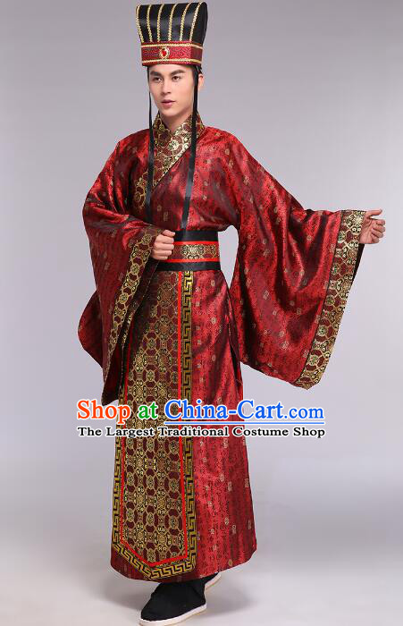 Special Customize Order of Fu CHouChinese Han Dynasty Official Clothing Ancient Minister Costumes and Hat Complete Set