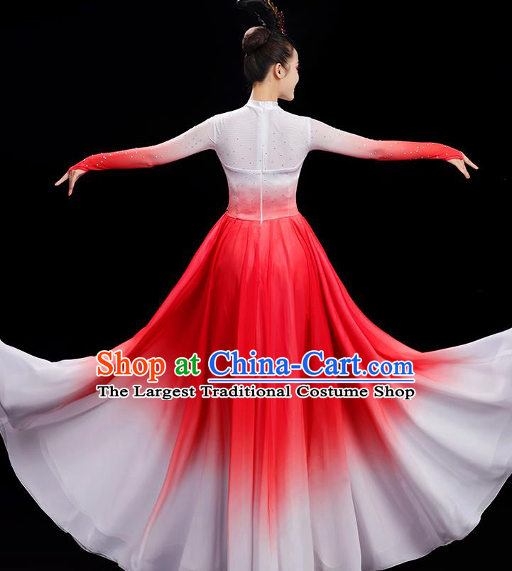 Chinese Women Chorus Clothing Umbrella Dance Costume Spring Festival Gala Group Dance Red Dress