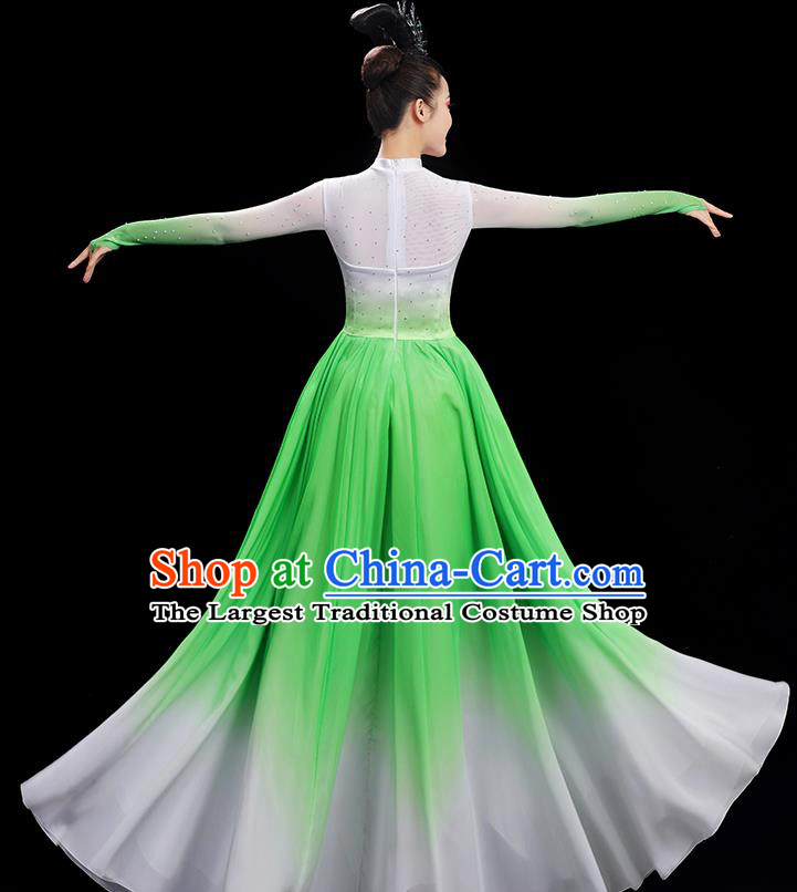Chinese Umbrella Dance Costume Spring Festival Gala Dance Green Dress Women Chorus Clothing