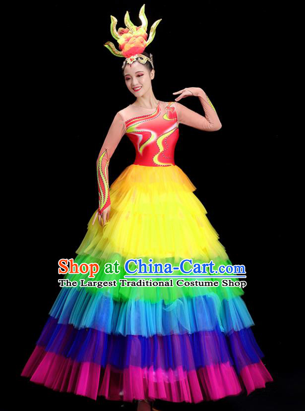 China National Game Opening Dance Costume Modern Dance Clothing Group Stage Show Rainbow Dress